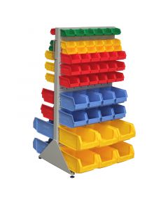 Double Sided Free Standing Rack With Bins